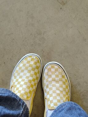 Yellow Checker Slip-On Kids Shoes